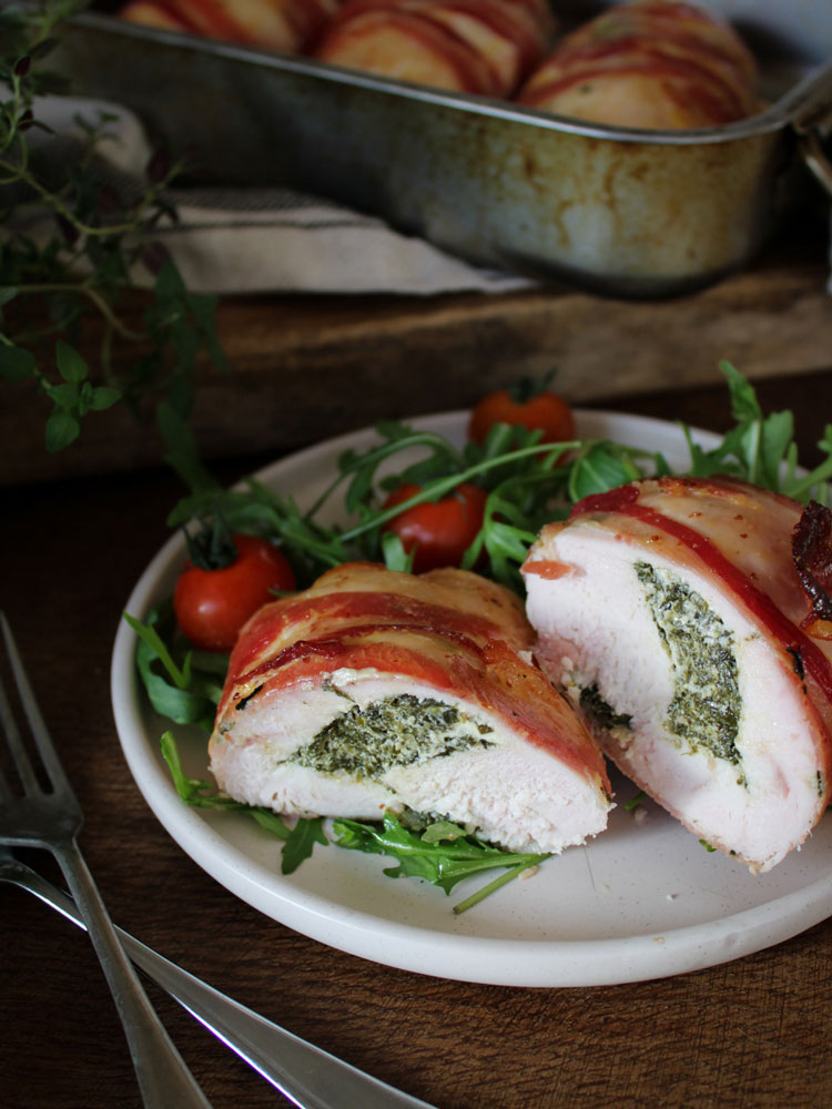 HONEY & MUSTARD STUFFED CHICKEN WITH SPINACH & GOAT'S CHEESE